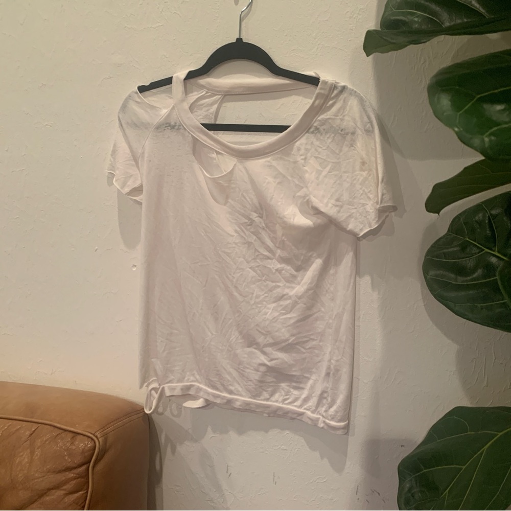 White CHASER S cutout distressed burnout semi sheer T-shirt Brailyn